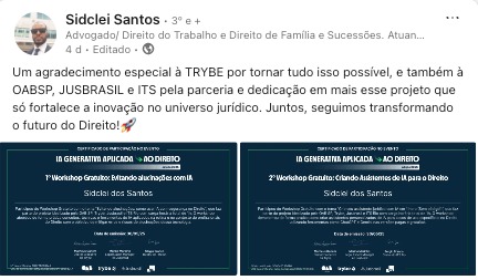 Depoimento de participante do workshop